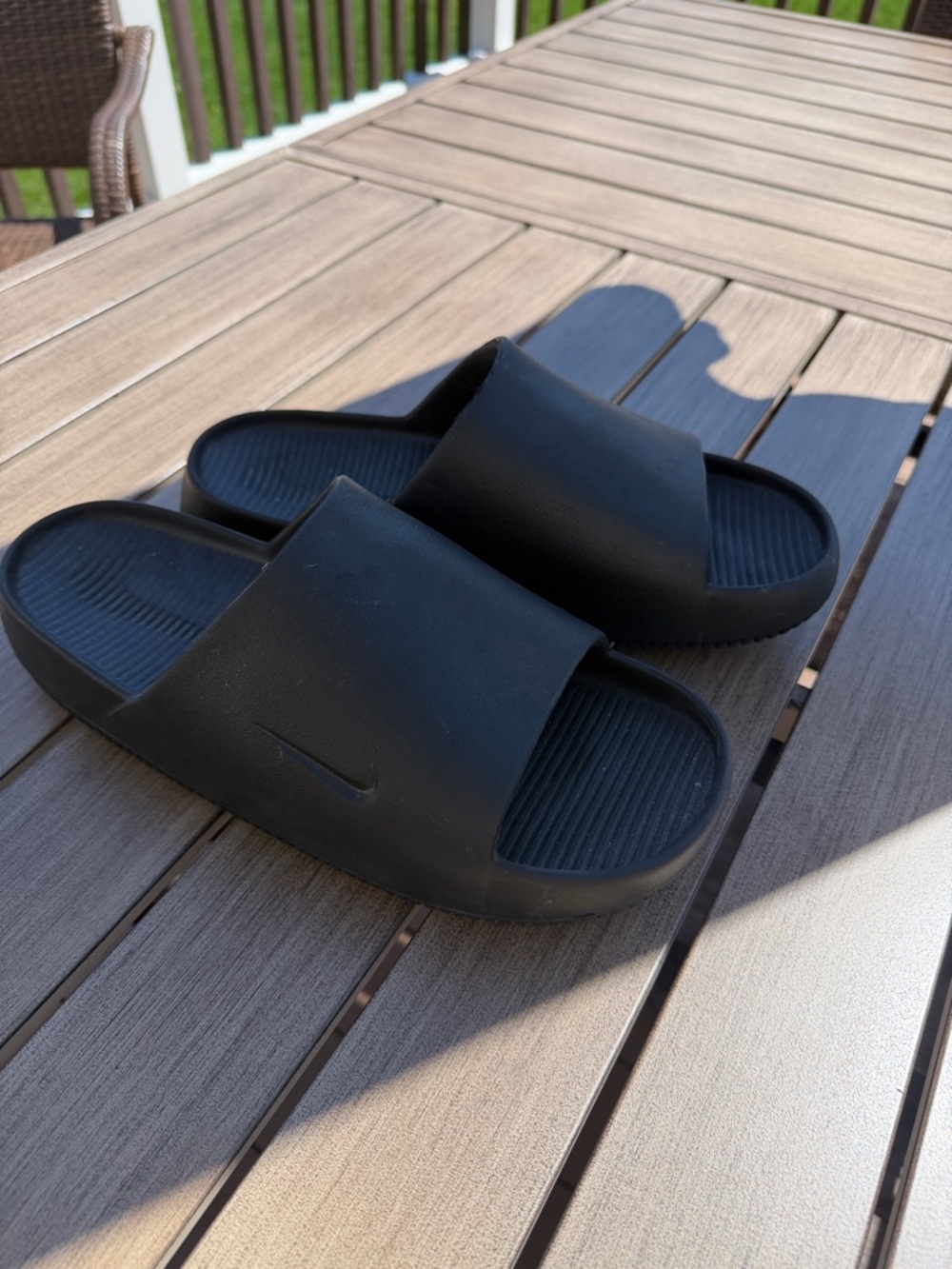 Nike Black calm Slide Sandals with Embossed Swoosh